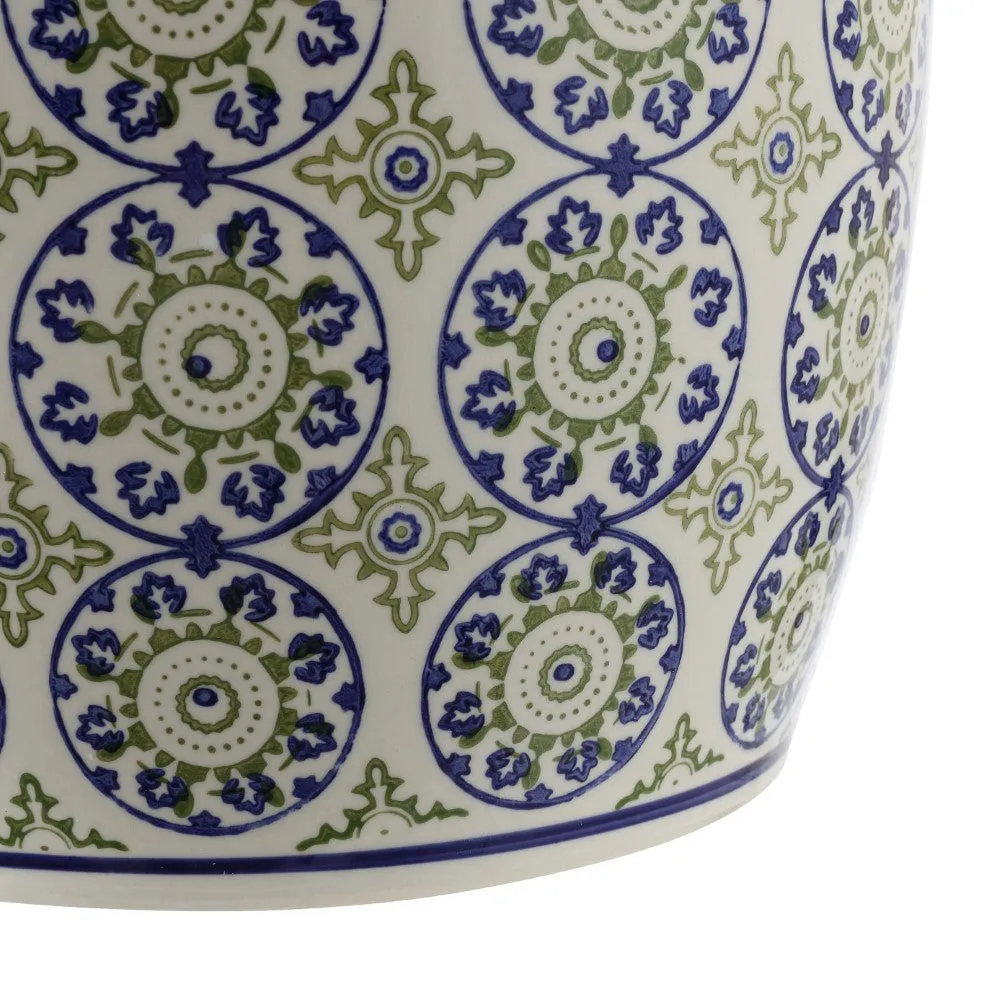 Glitzhome 17.25" Suzani Ceramic Garden Stool