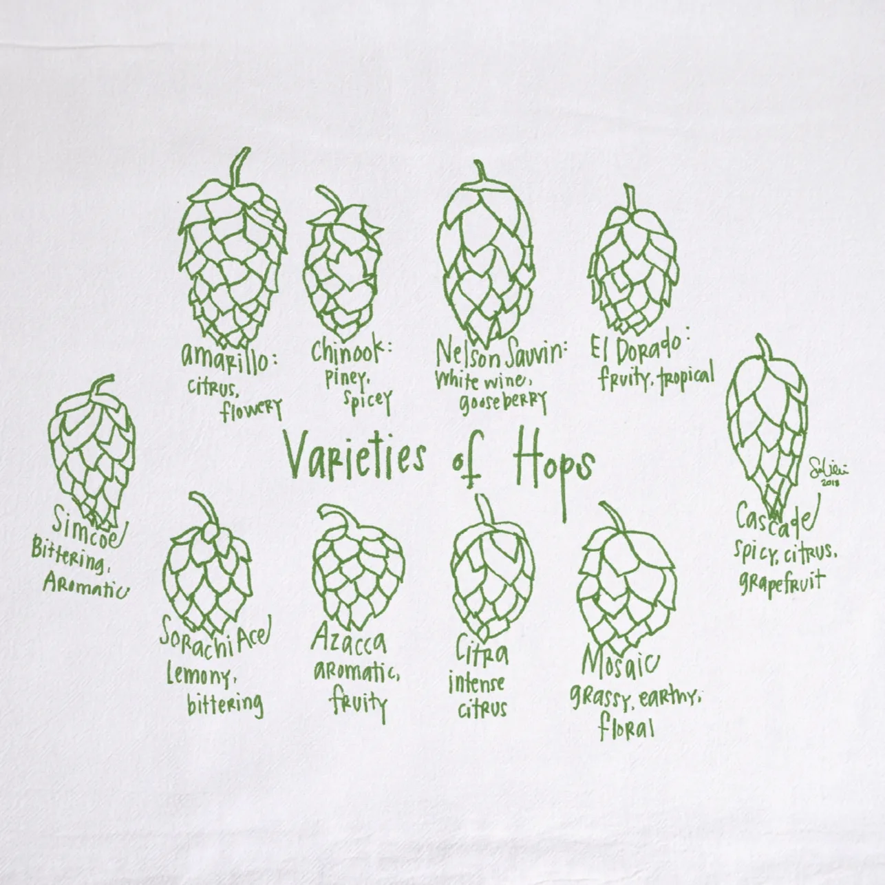 Hops Varieties Tea Towel