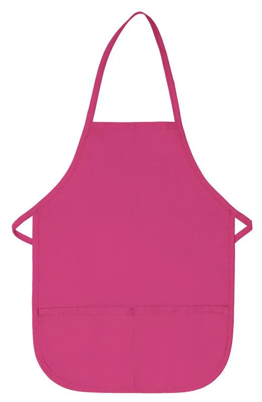 Hot Pink Kid's XL Bib Apron (2 Pockets)