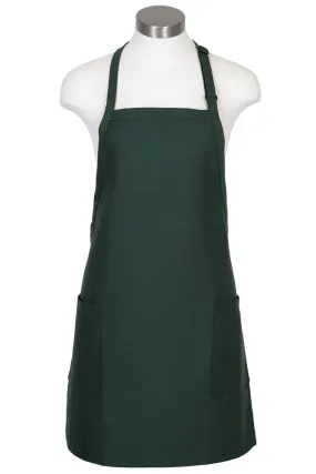 Hunter Green Bib Adjustable Apron (2-Patch Pockets)