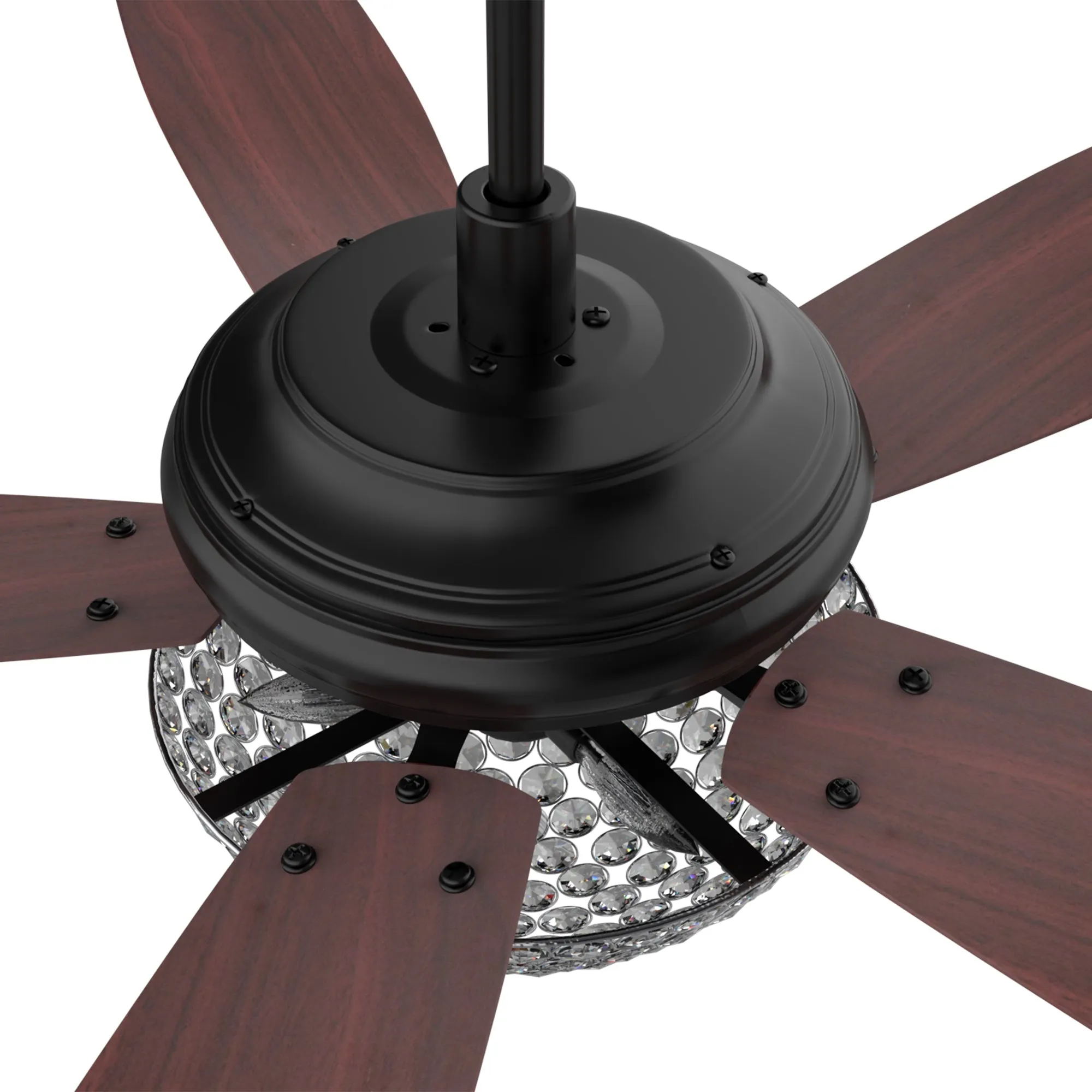 Huntley Black/Rosewood 5 Blade Smart Ceiling Fan with Works with Light & Remote Control