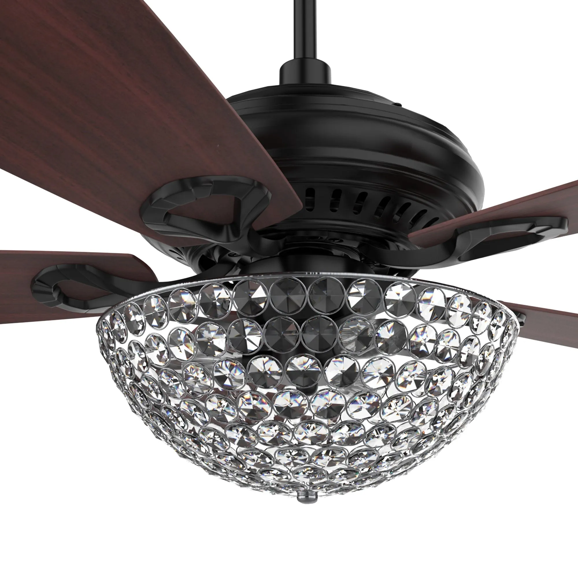 Huntley Black/Rosewood 5 Blade Smart Ceiling Fan with Works with Light & Remote Control