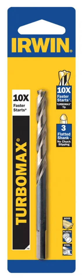 Irwin Turbomax 1/8 in. X 2-3/4 in. L High Speed Steel Drill Bit Straight Shank 1 pc