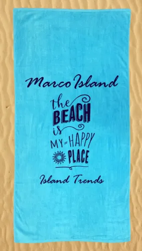 Island Trends Happy Place Beach Towel - Turquoise