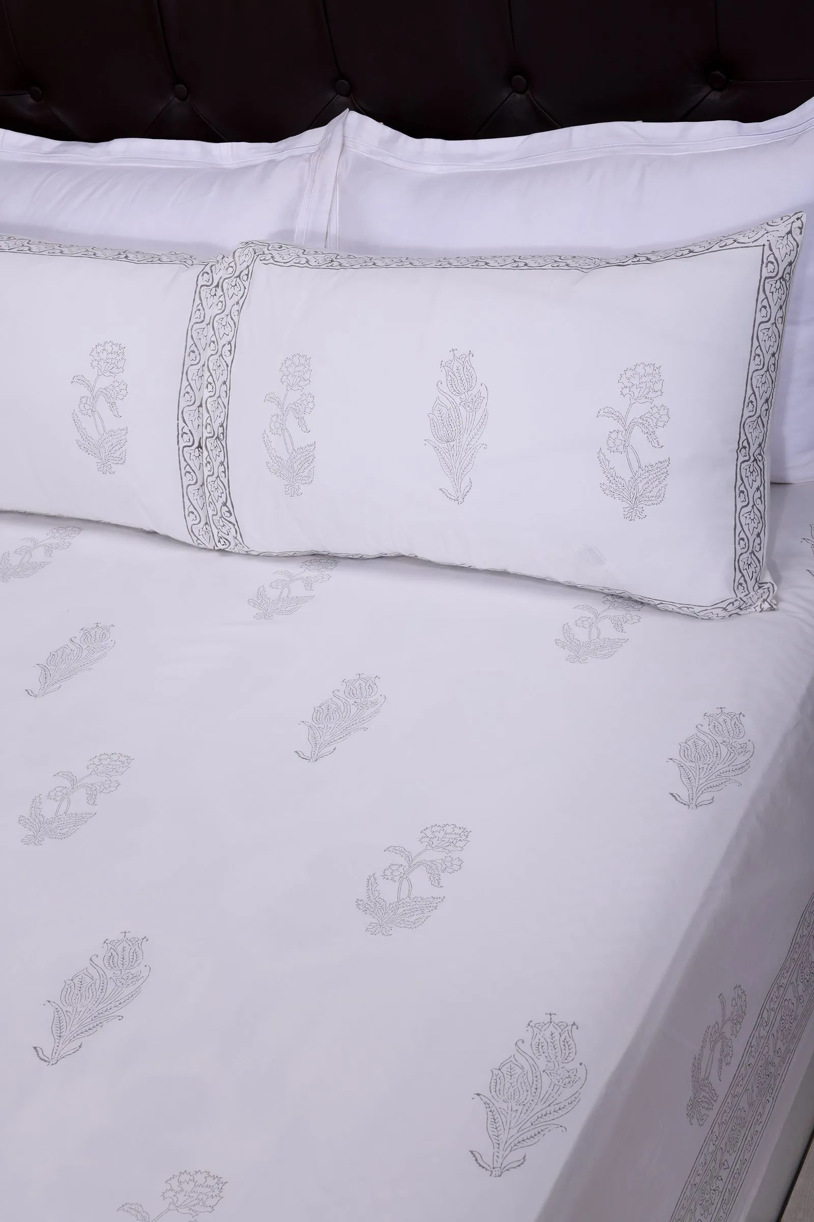 Jeevika Grey Cotton Percale Bedsheet