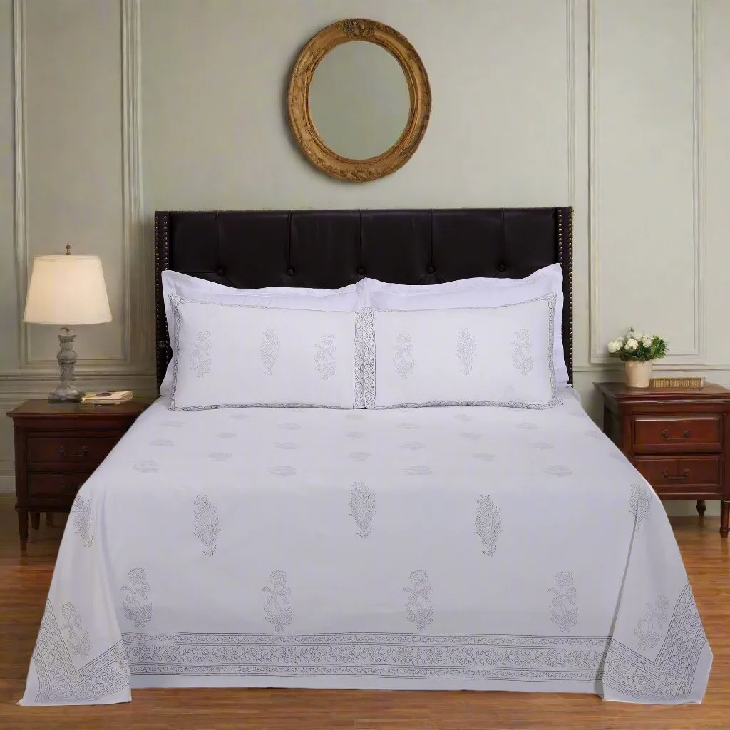 Jeevika Grey Cotton Percale Bedsheet