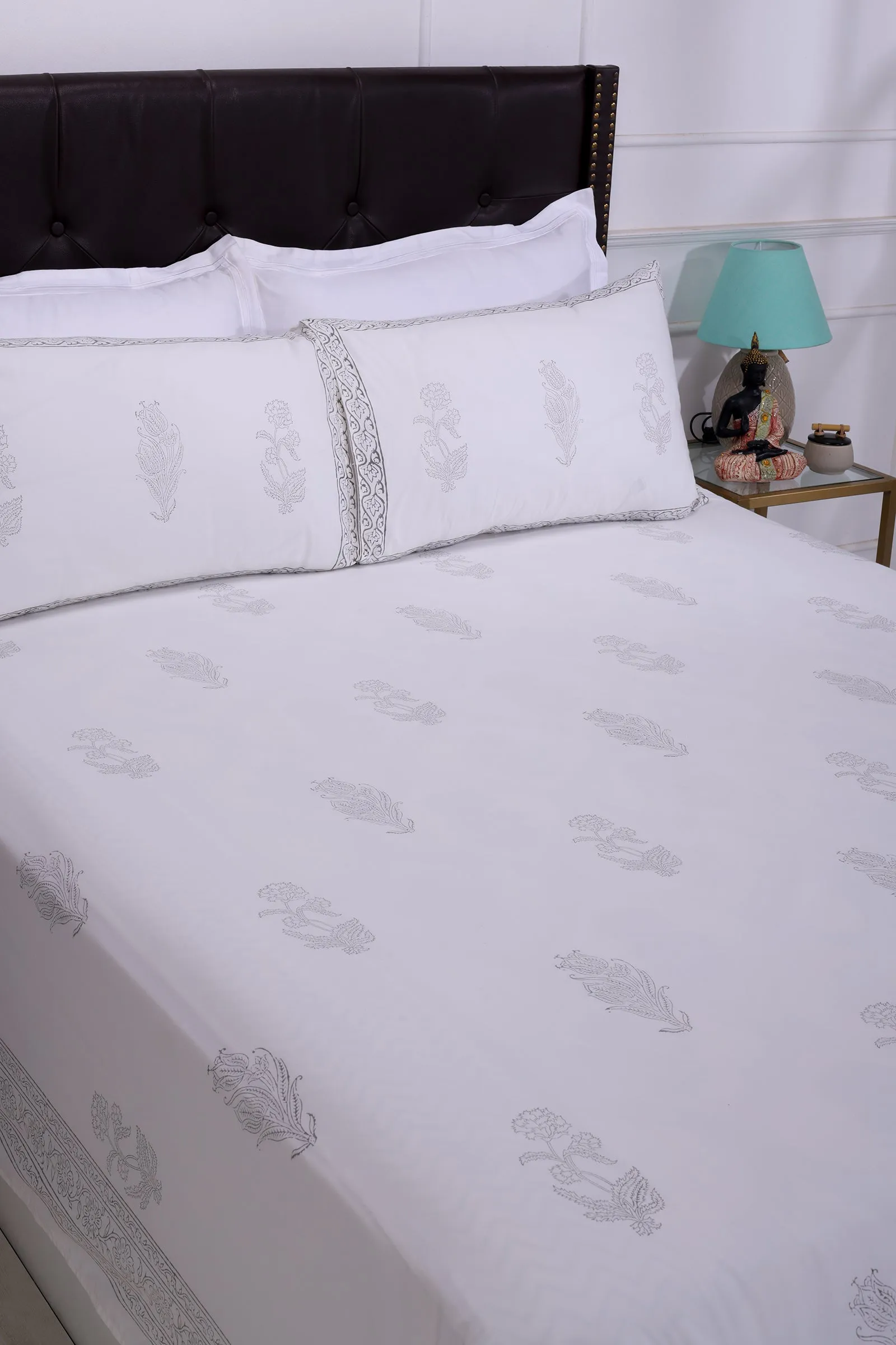 Jeevika Grey Cotton Percale Bedsheet