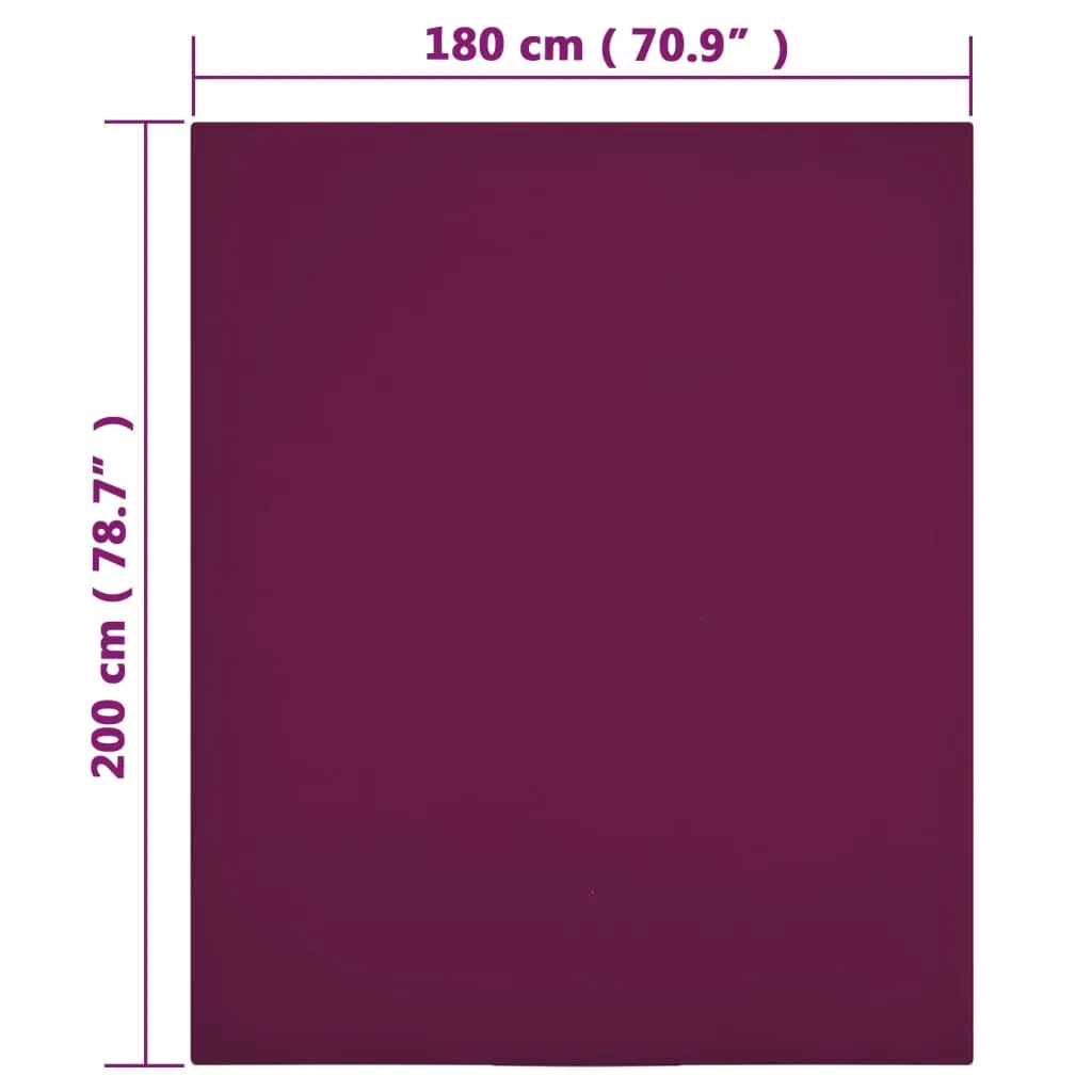 Jersey Fitted Sheet Bordeaux 180x200 cm Cotton