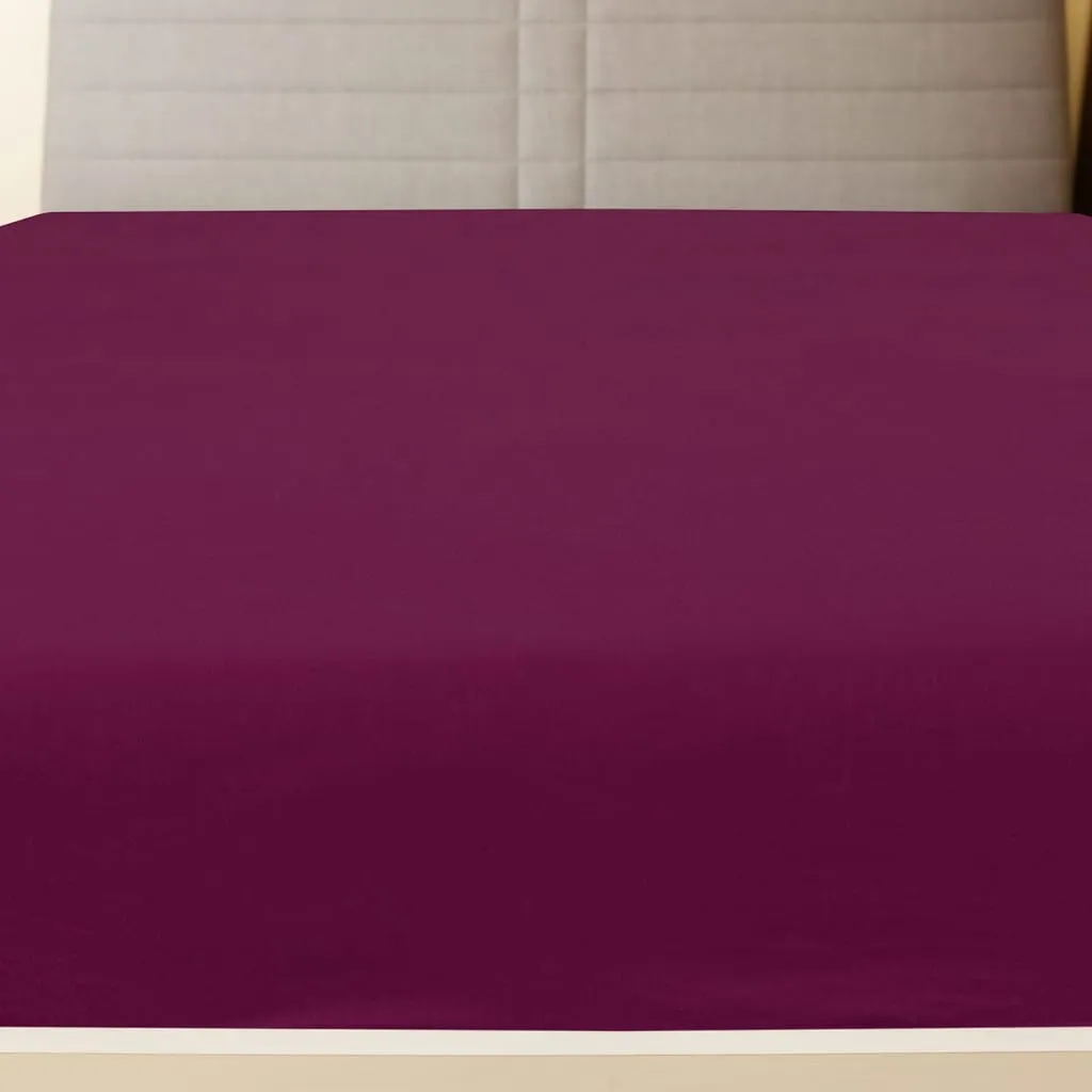 Jersey Fitted Sheet Bordeaux 180x200 cm Cotton