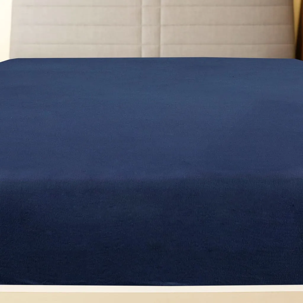 Jersey Fitted Sheet Navy Blue 90x200 cm Cotton