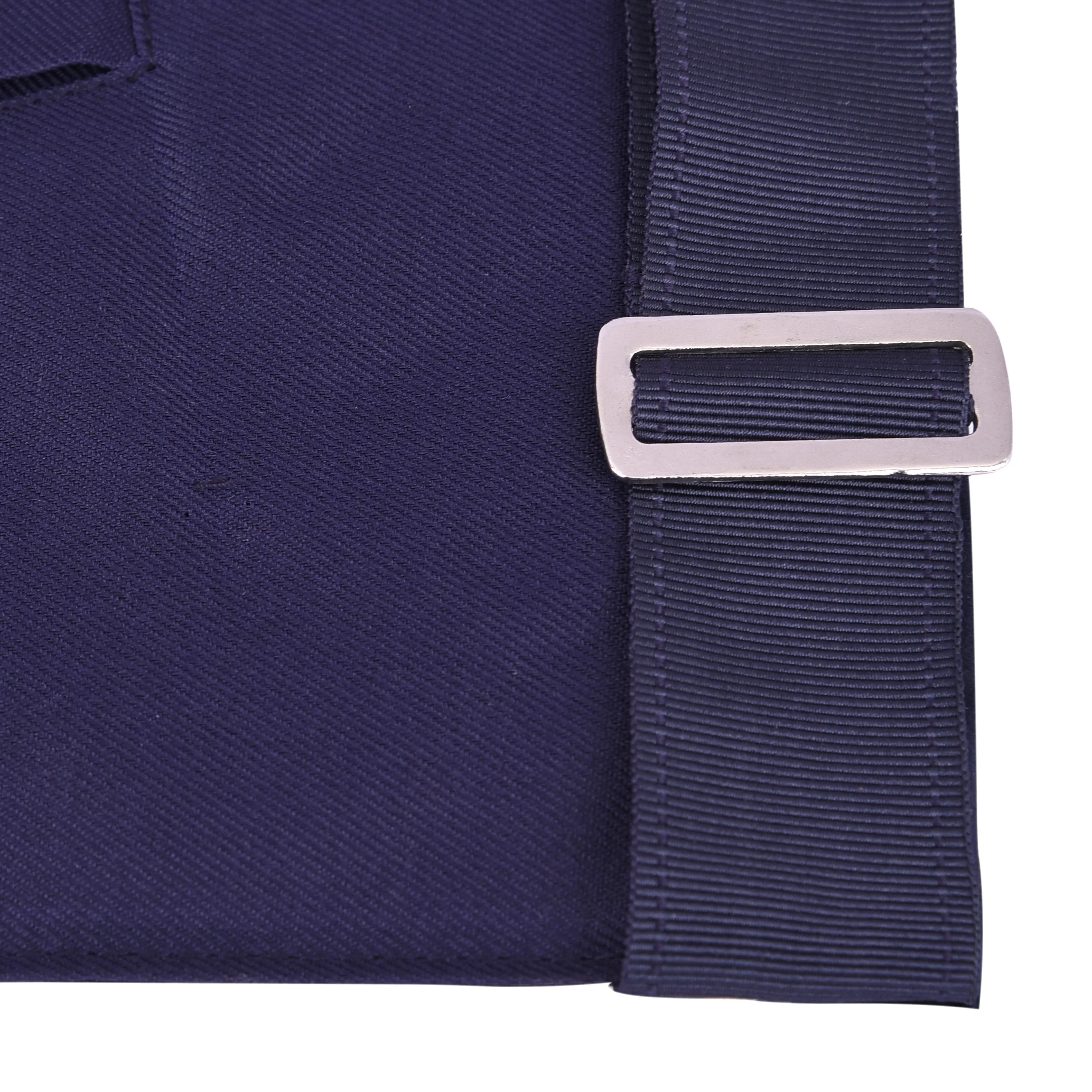 Junior Warden Blue Lodge Officer Apron -  Navy Velvet With Silver Embroidery Thread