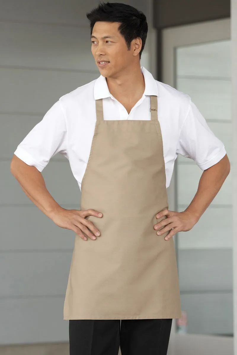 Khaki Bib Adjustable Apron (No Pockets)