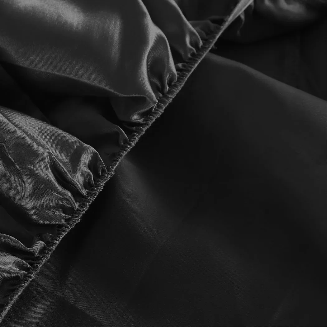 King Dreamz Silky Satin Sheets Fitted Black