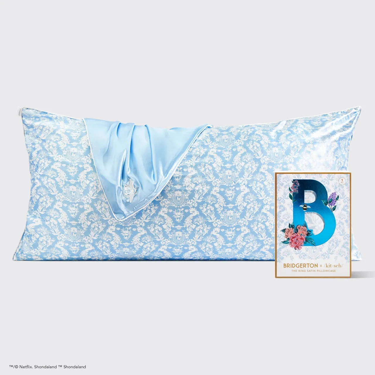 King Satin Pillowcase - Bridgerton Toile De Blue