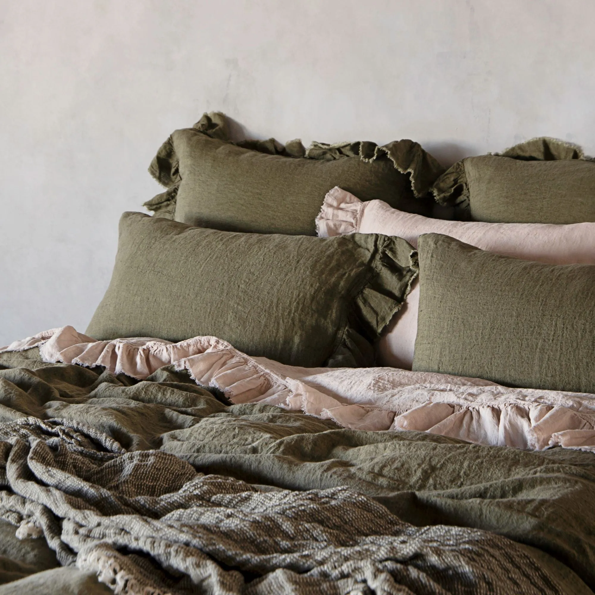 Kristine Linen Pillowcase - Armee