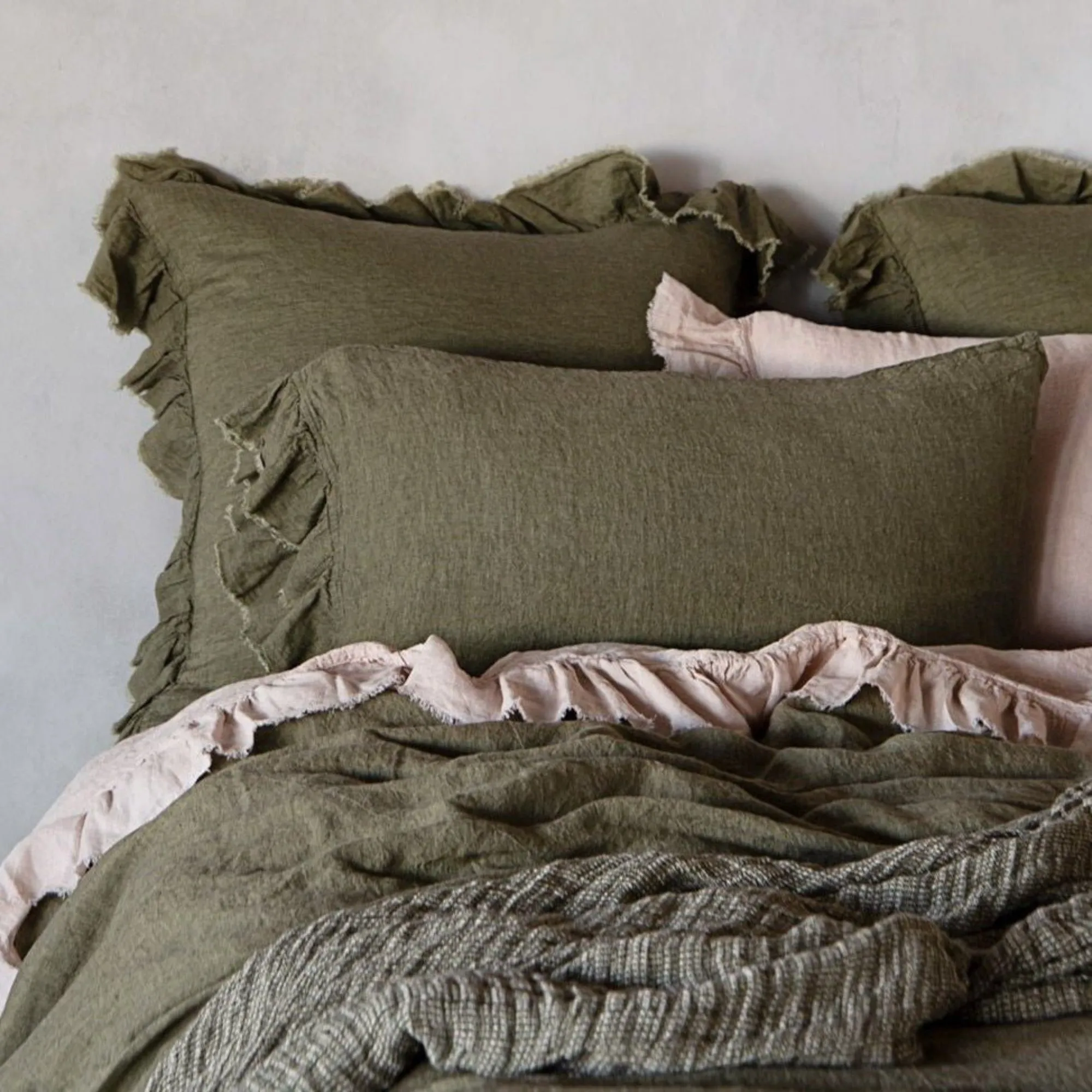 Kristine Linen Pillowcase - Armee