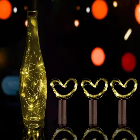 Kuber Industries Wine Bottle String Lights | 20 LED Bottle Cork Copper Wire String Lights | Wine Bottle Lights for Home Decoartion | Battery Powered | Pack of 3 | Warm White