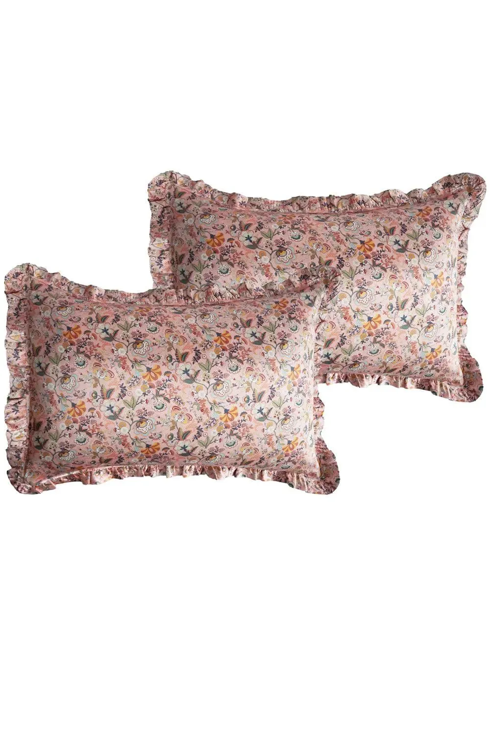 MABELLE HALL PINK Liberty Frill Silk Pillowcase