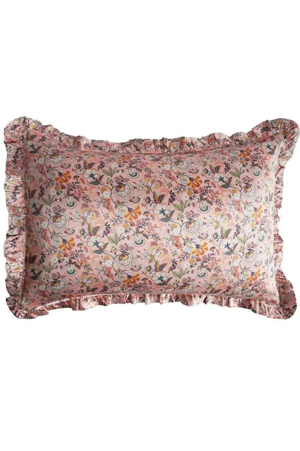 MABELLE HALL PINK Liberty Frill Silk Pillowcase