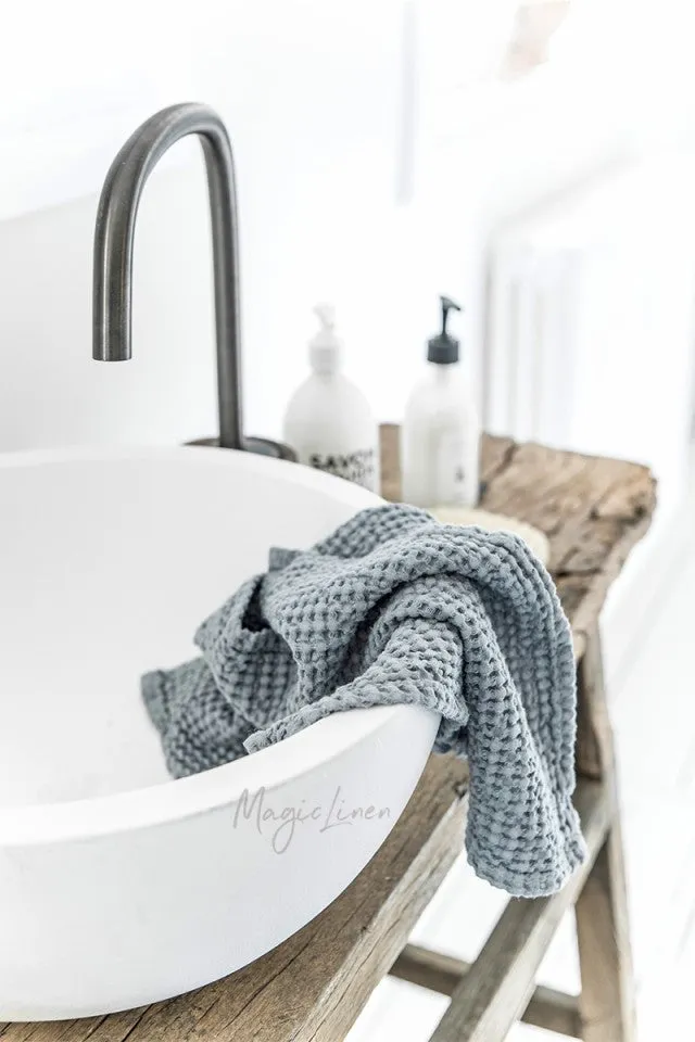 Magic Linen - Waffle Towels in Light Gray