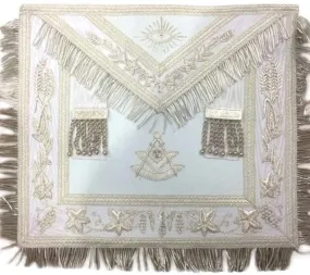 Masonic White Blue Lodge Past Master Apron Hand Embroidered Bullion Vine