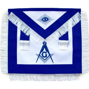 Master Mason Blue Lodge Apron - Royal Blue with White Fringe Tassels