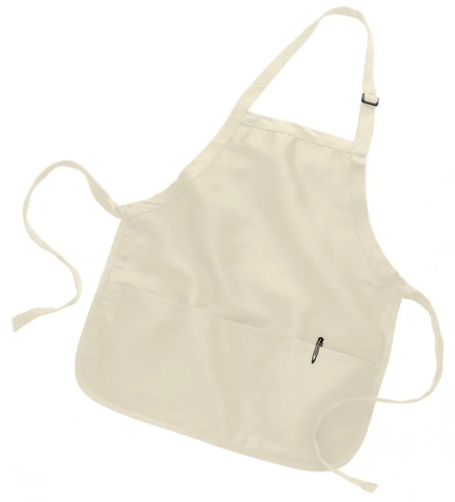 Medium Length Deluxe Apron with Three Pocket (12 Pack) - Q4250