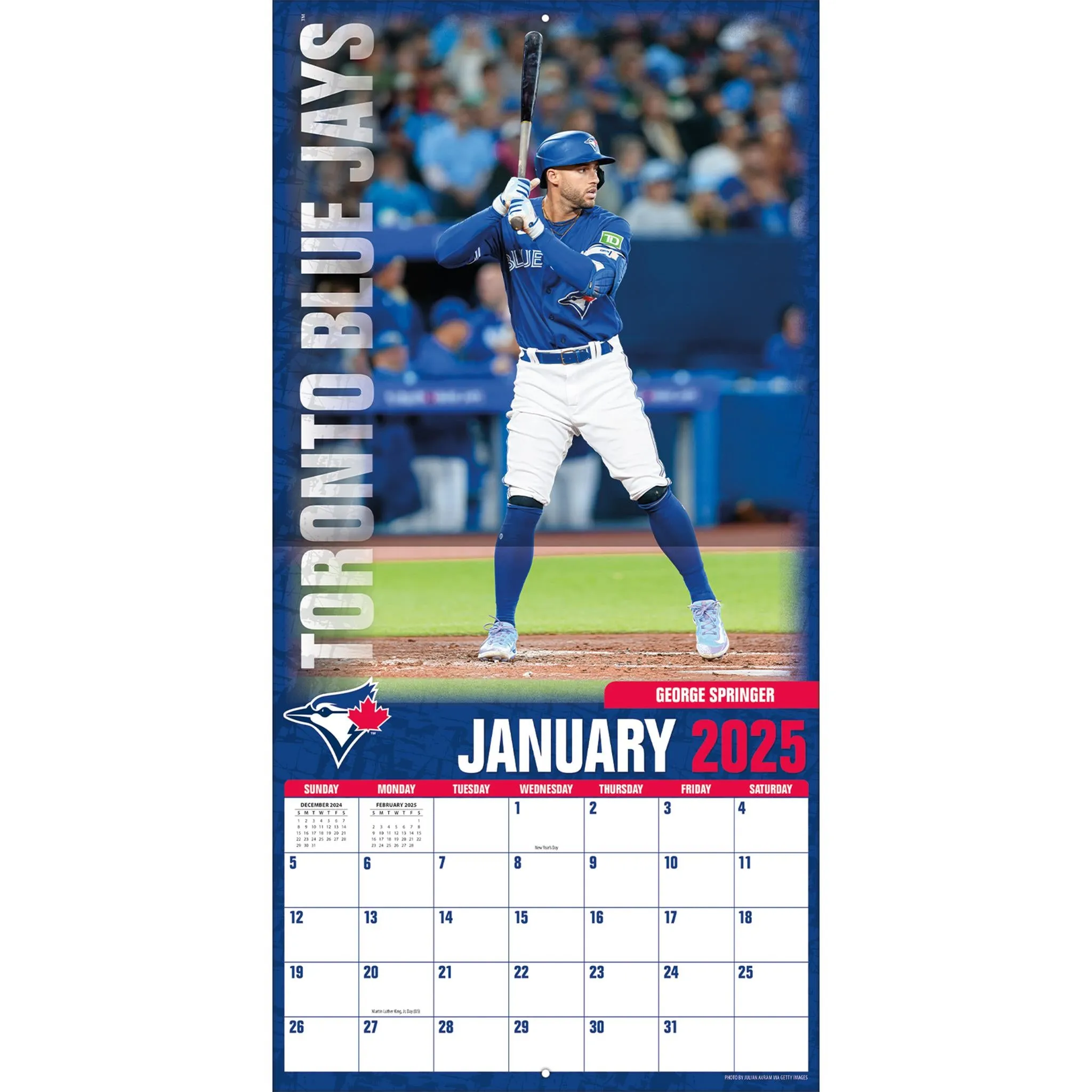 MLB Toronto Blue Jays Wall 2025 Calendar