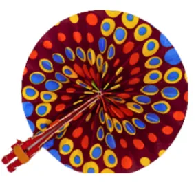 Multi-Colored Orange, Blue and Yellow African Print Fan - FAN55