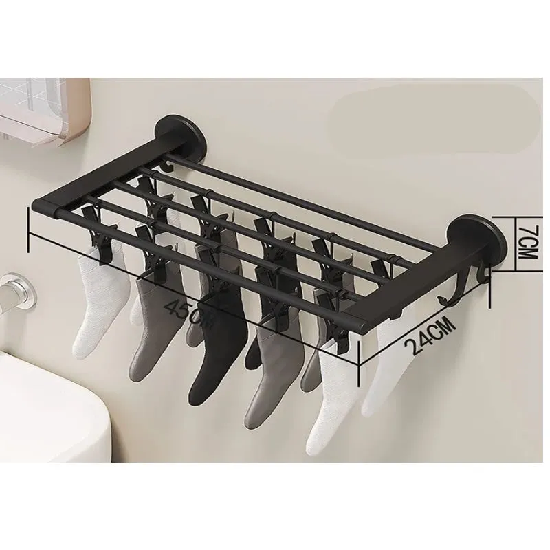 Multi-Functional Wall Mounted Towel Hanger Holder Rack F49-8-1099 Black