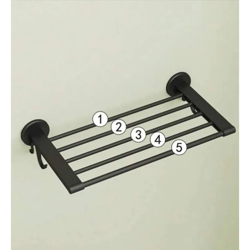 Multi-Functional Wall Mounted Towel Hanger Holder Rack F49-8-1099 Black