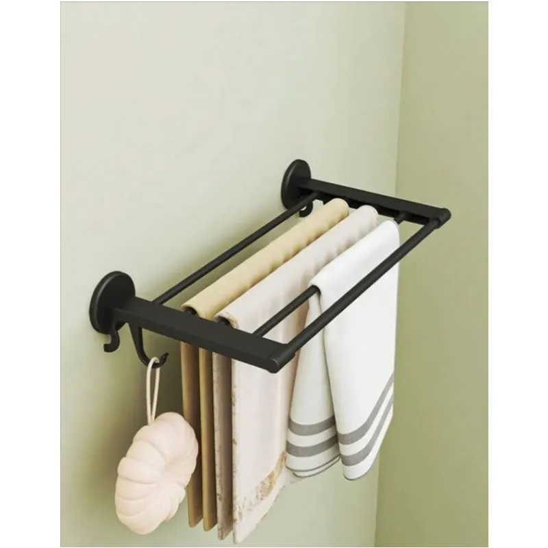 Multi-Functional Wall Mounted Towel Hanger Holder Rack F49-8-1099 Black