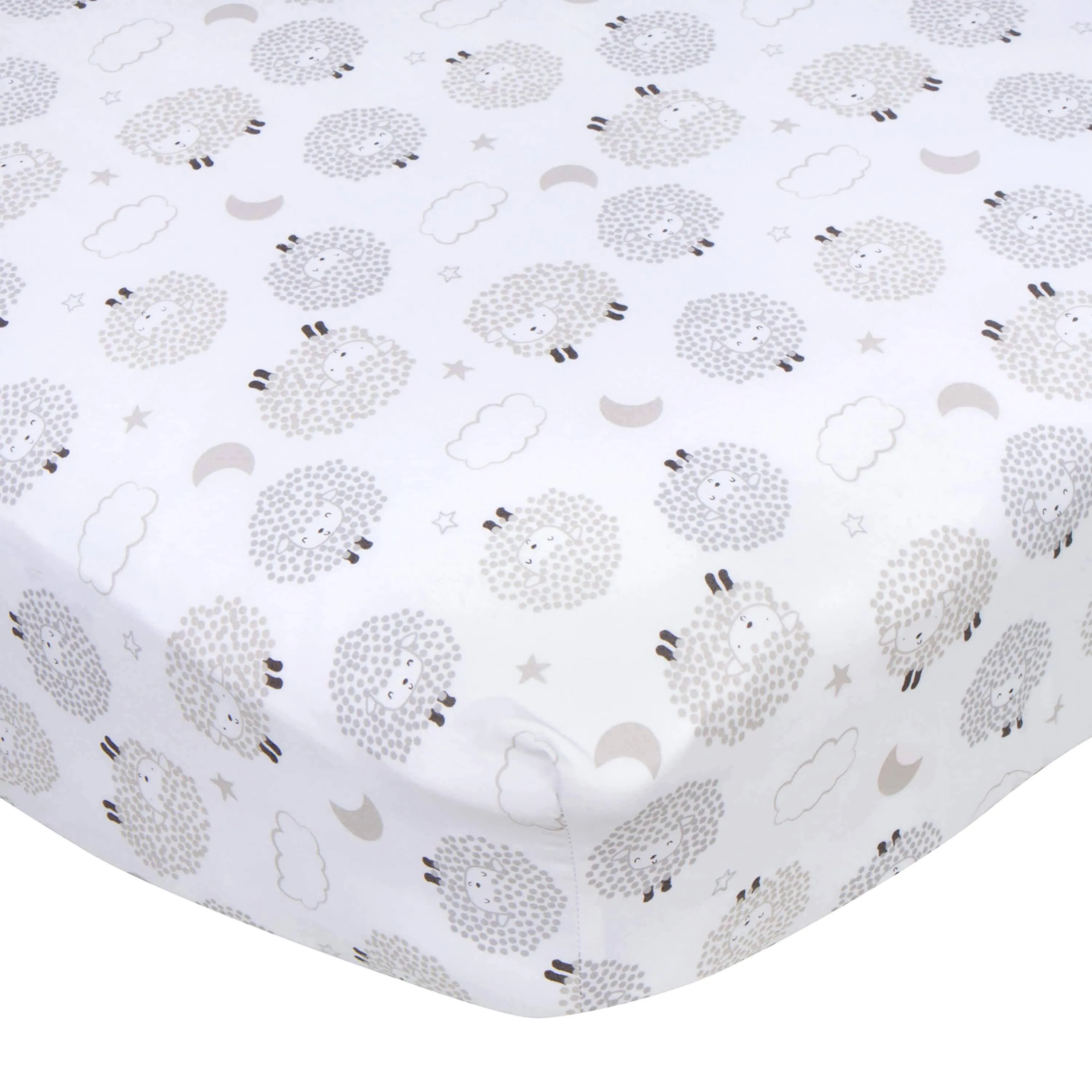 Neutral Sheep Fitted Crib Sheet