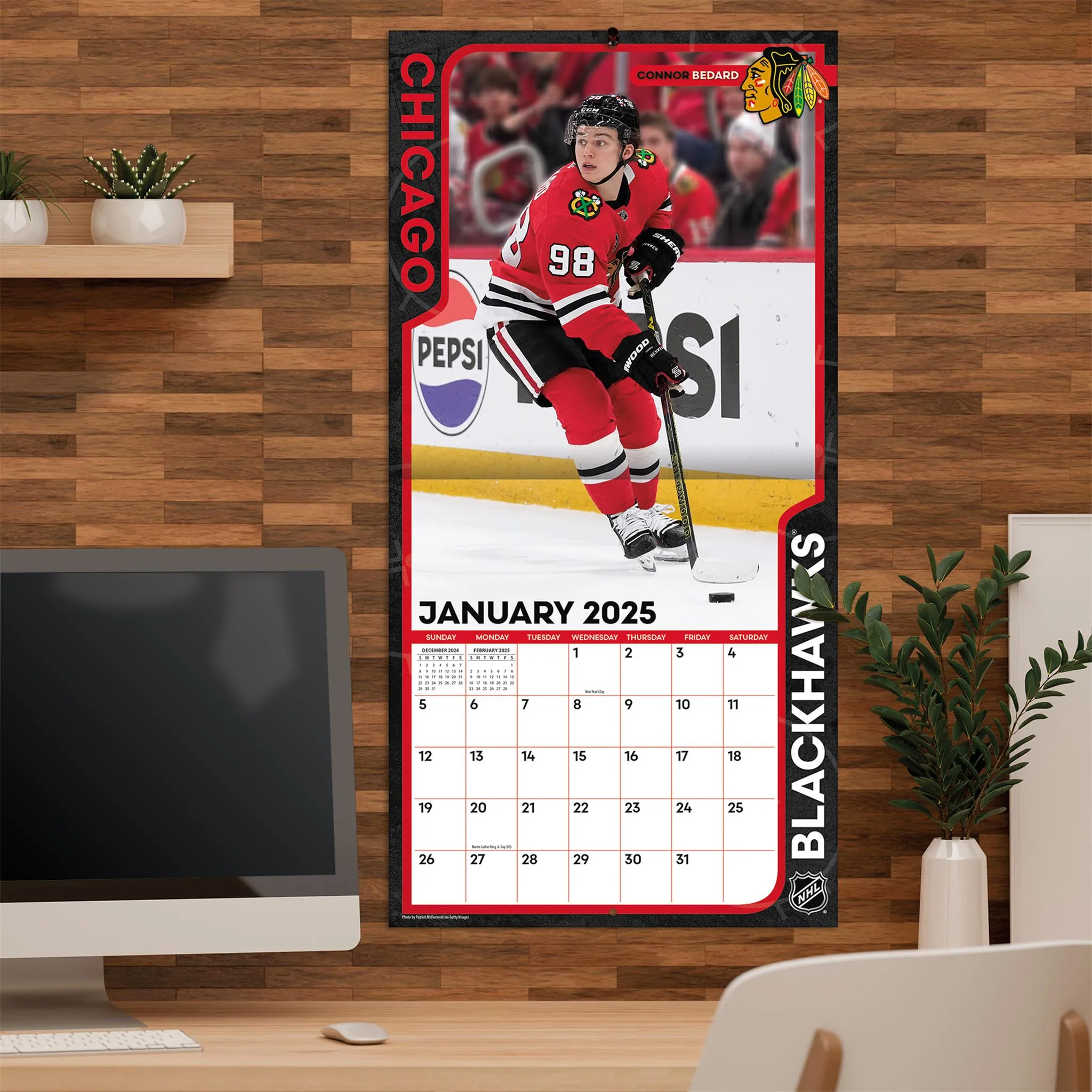 NHL Chicago Blackhawks Wall 2025 Calendar