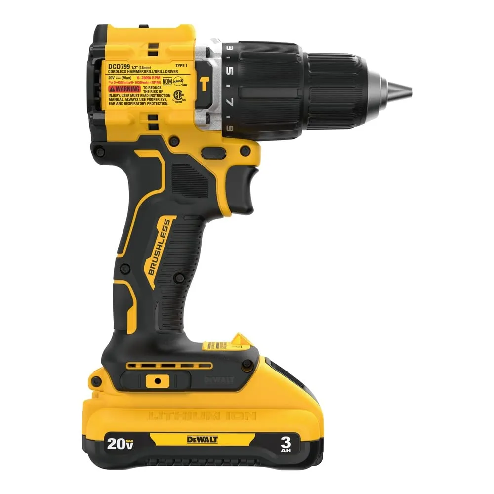 Open Box -  DEWALT ATOMIC 20-Volt Lithium-Ion Cordless 1/2 in. Compact Hammer Drill with 3.0Ah Battery, Charger and Bag