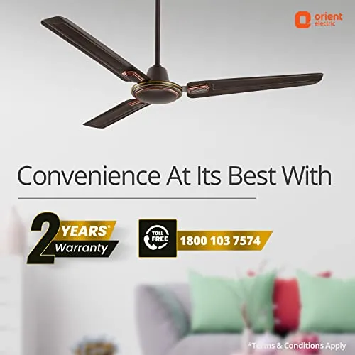 Orient Electric Pacific Air Decor | 1200mm BEE Star Rated Ceiling Fan | Durable & Long-lasting | Strong and Reliable| Aesthetic Look | Warranty (2 years) | (Smoke Brown, Pack of 1)