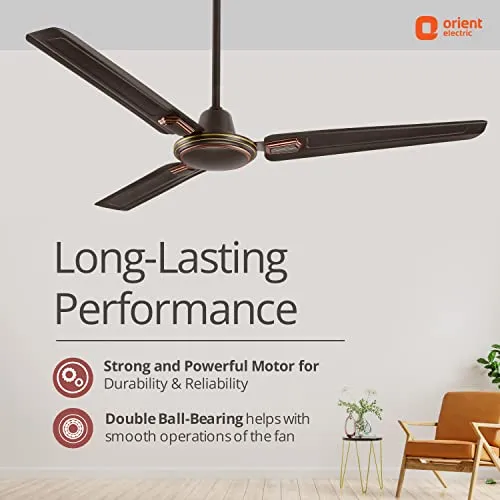 Orient Electric Pacific Air Decor | 1200mm BEE Star Rated Ceiling Fan | Durable & Long-lasting | Strong and Reliable| Aesthetic Look | Warranty (2 years) | (Smoke Brown, Pack of 1)