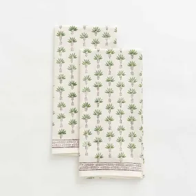 Palm Tree Dot Brown Tea Towels