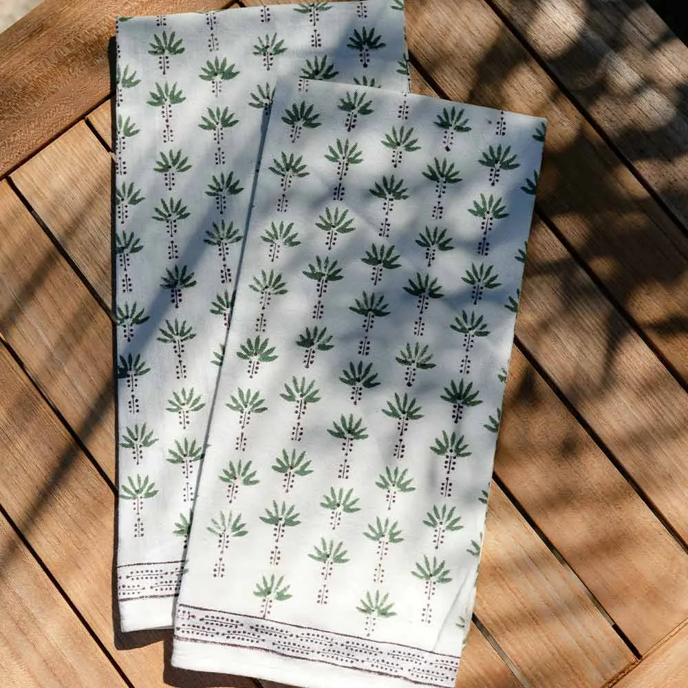 Palm Tree Dot Brown Tea Towels