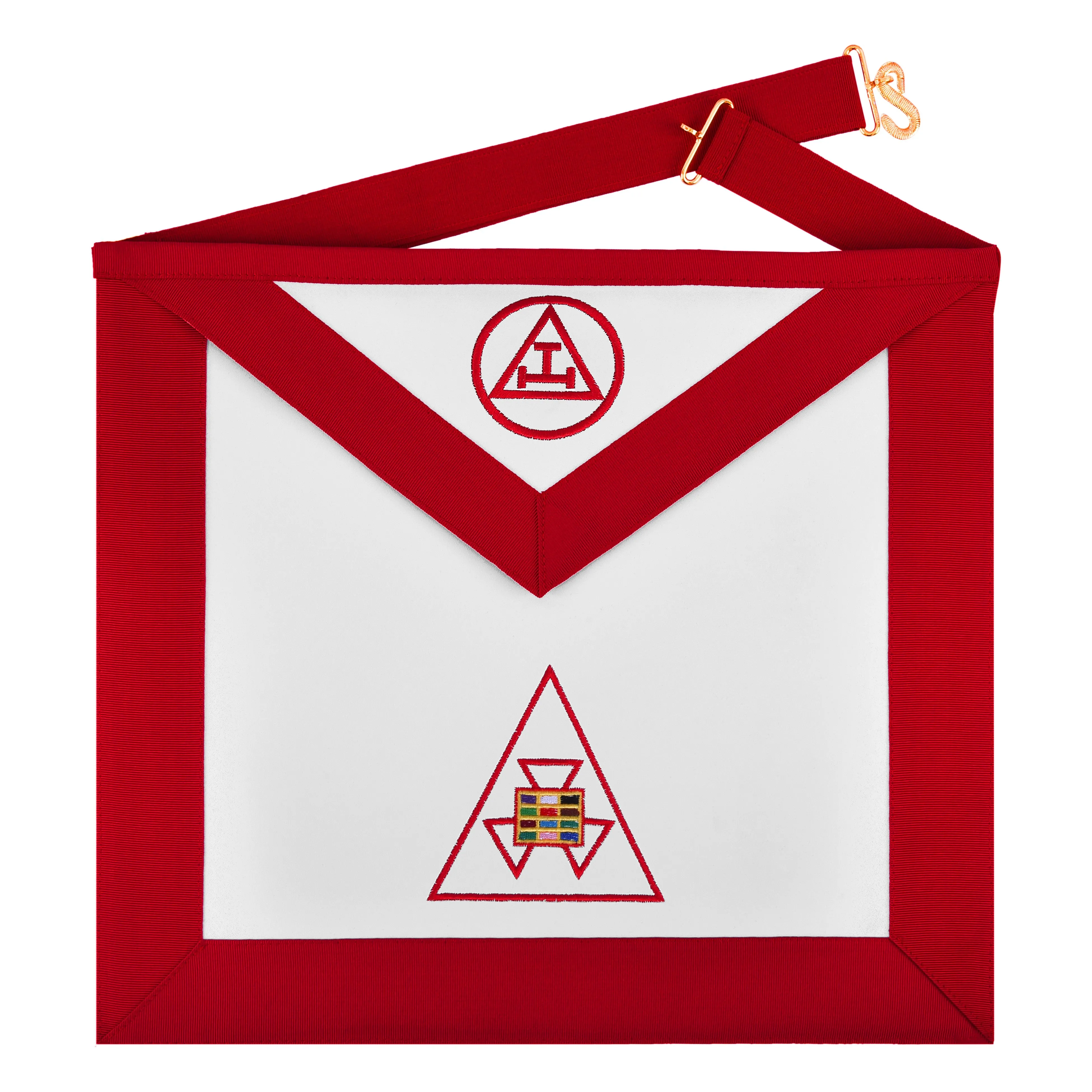 Past High Priest Royal Arch Chapter Apron - Red Ribbon With Triple Tau