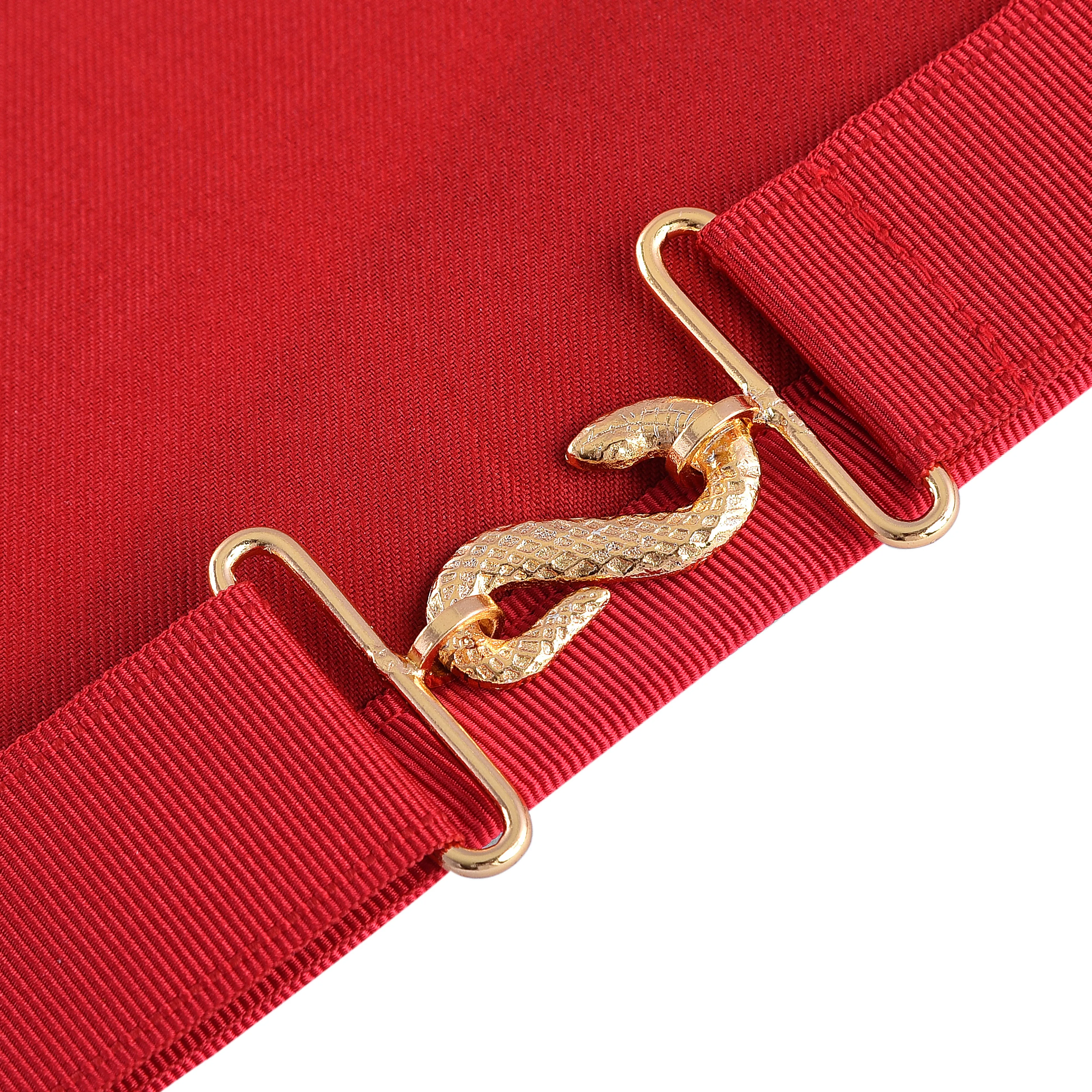 Past High Priest Royal Arch Chapter Apron - Red Ribbon With Triple Tau