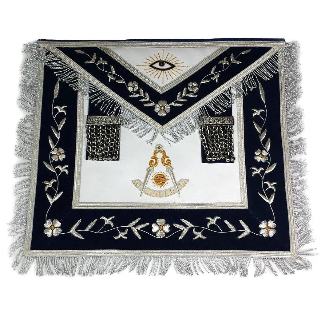 Past Master Blue Lodge Apron - Gold & Silver Bullion Hand Embroidery