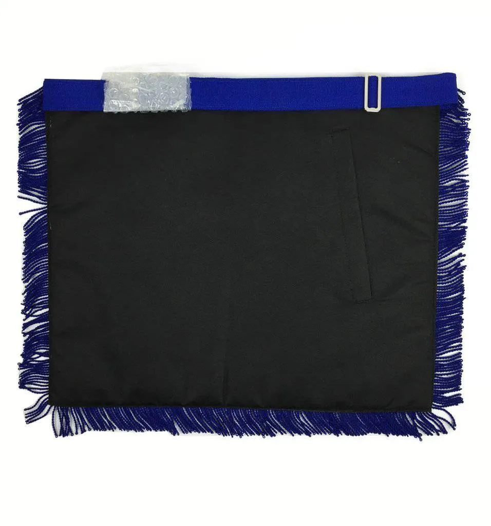 Past Master Blue Lodge Apron - Royal Blue with Blue Hand Embroidery & Fringe