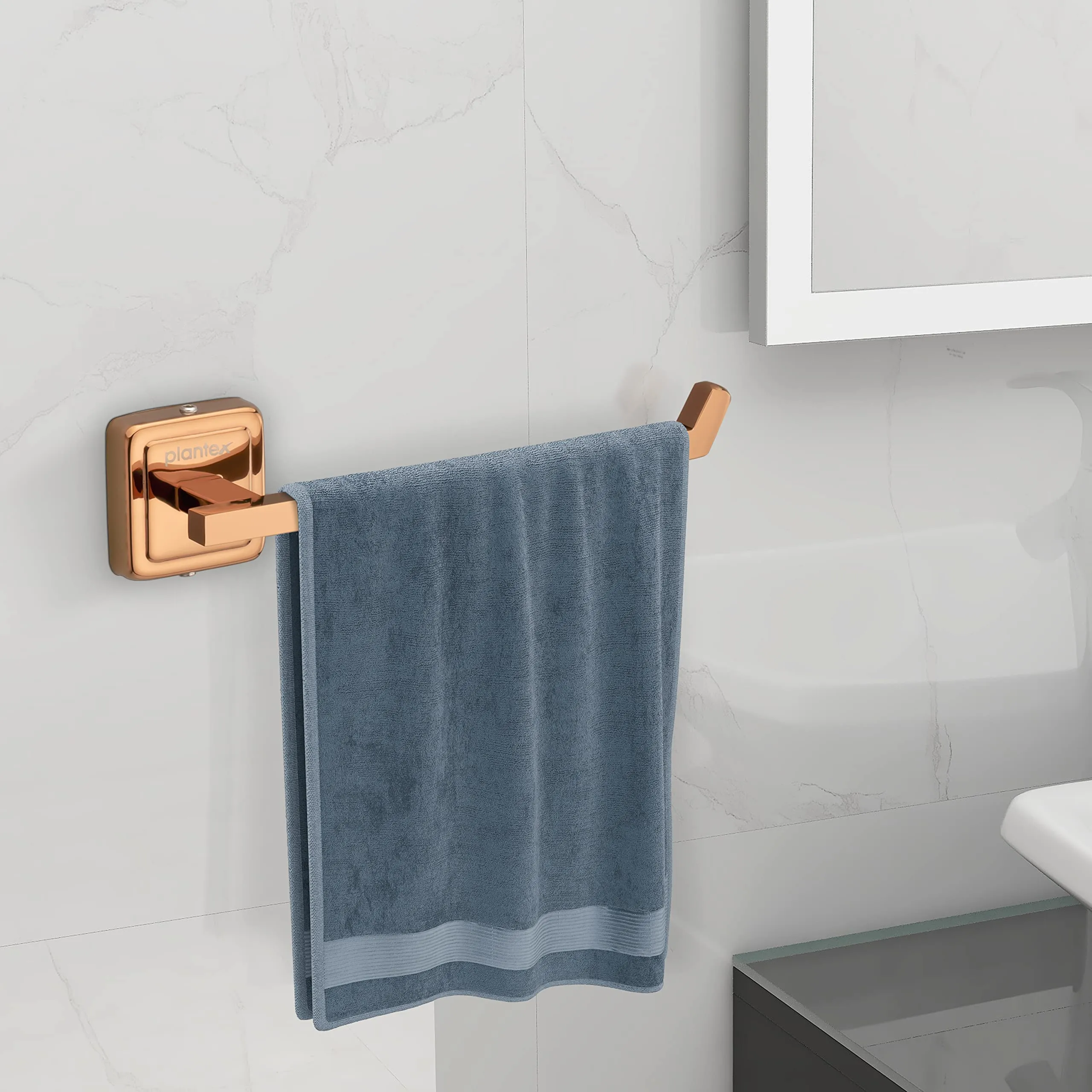 Plantex Rose Gold Towel Hanger for Washbasin/Napkin Holder for Bathroom & Kitchen/Hand Towel Hanger/Bathroom Accessories - 304 Grade Stainless Steel, Decan (Rose Gold)