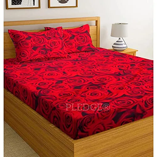 PLEDGE CREATIONS 146 TC Microfiber Double Bedsheets Combo Pack of 4 Bedsheet with 8 Pillow Covers (6X7 feet Bed, 225X220 cm,) बेडशीट डबल बेड