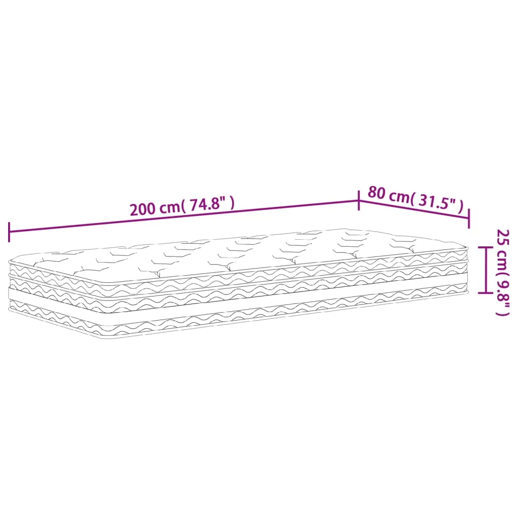 Pocket Spring Mattress Medium 80x200 cm