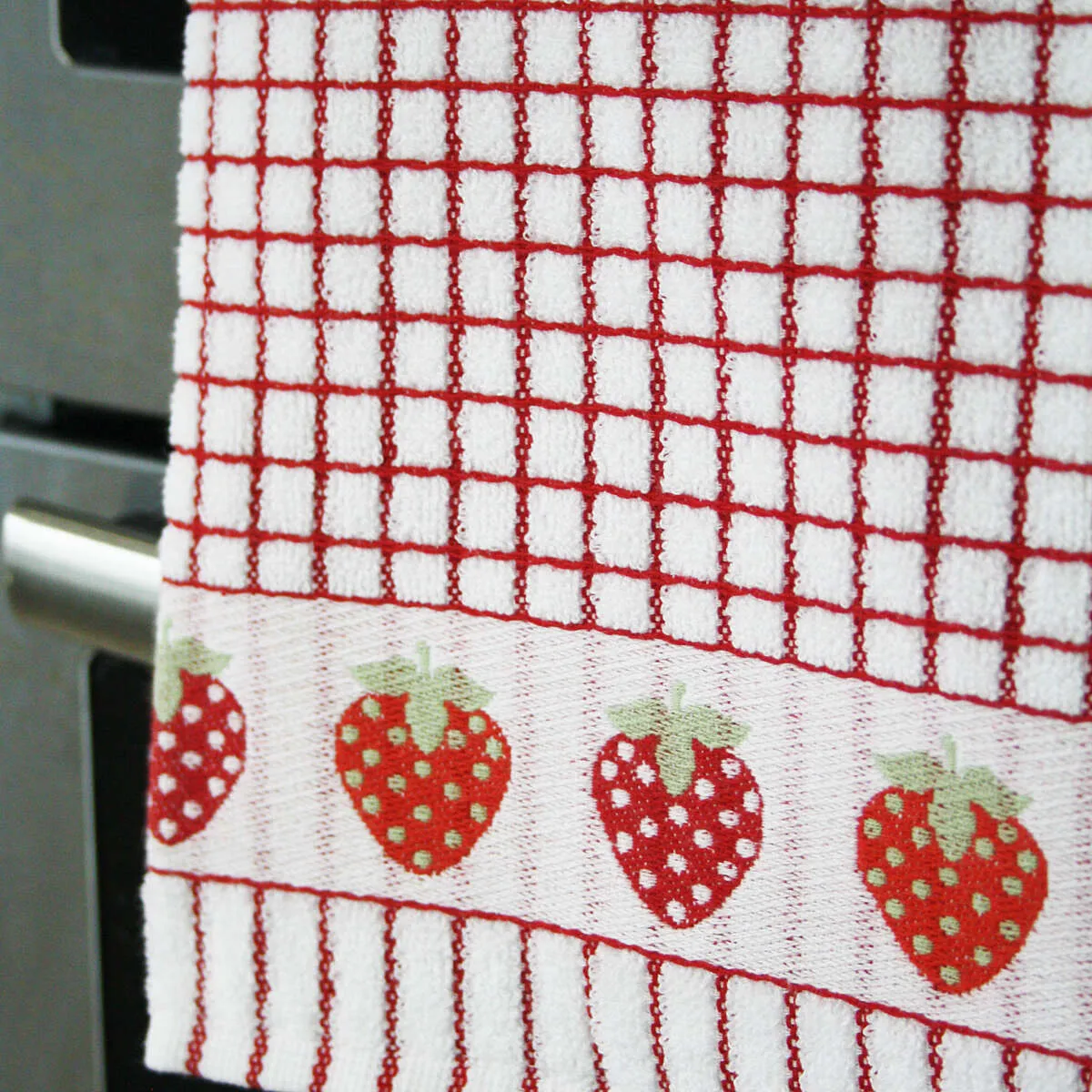 Poli-Dri Red Strawberrry Cotton Jacquard Tea Towel