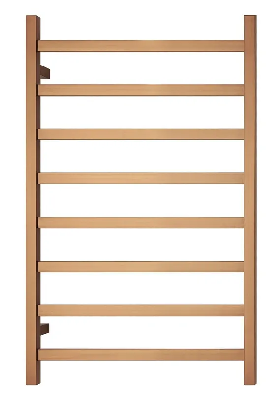 Premium Brushed Rose Gold Heated Towel Rack - 8 Bars, Square Design, AU Standard, 1000x620mm Wide