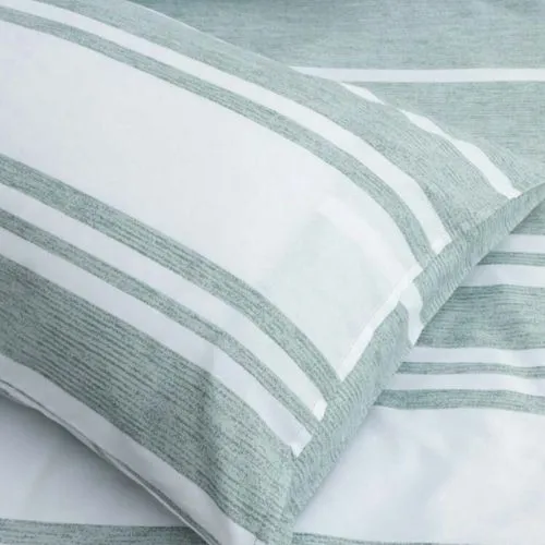 Queen size 6 pieces, Green Stripe Design Duvet cover set.