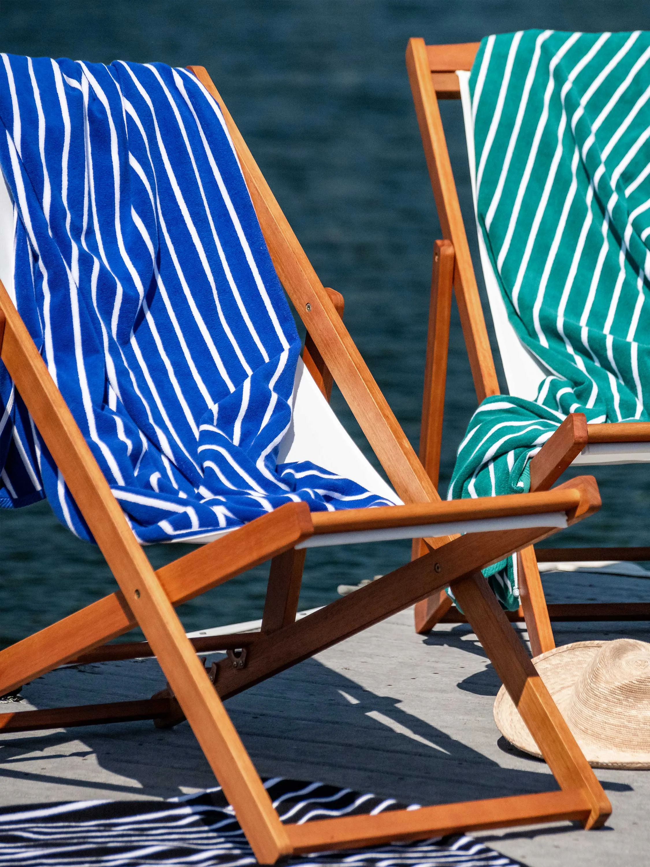 Royal Blue Pinstripe Cabana Beach Towel